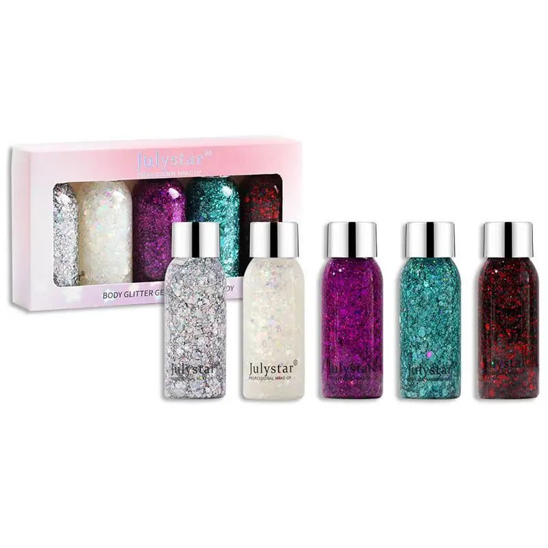 

Hair Glitter Gel Festival Cosmetic Glitter Sequins Body Glitter Sparkling Decoration Glitter Beauty Set For Hair Cheeks And