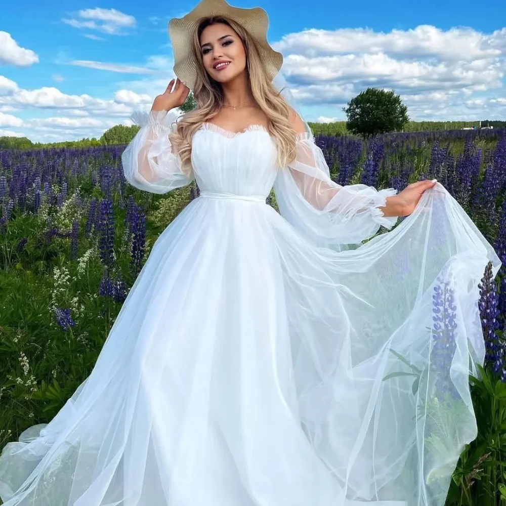 

Florine Tulirain Satin Summer A-Line Floor-Length Wedding Dress Elegant Strapless Lace Romantic For Charming Women 2023