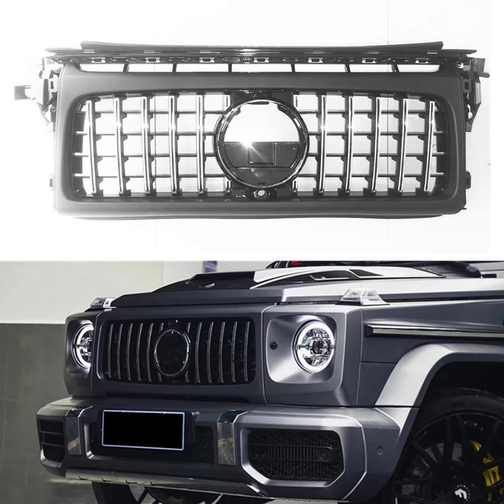 

Car Front Grille Racing Grill Upgrade Upper Replacement Bumper Hood Mesh For Mercedes Benz W464 G63 AMG 2019-2023 GT Style