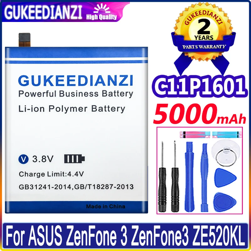 

Battery High Capacity 5000mAh C11P1601 For ASUS ZENFONE 3 ZENFONE3 ZE520KL Z017DA ZenFone live ZB501KL A007 Li-polym Bateria