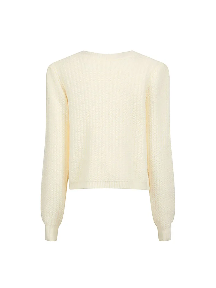 Французский элегантный вязаный кардиган тонкий женский однобортный однотонный