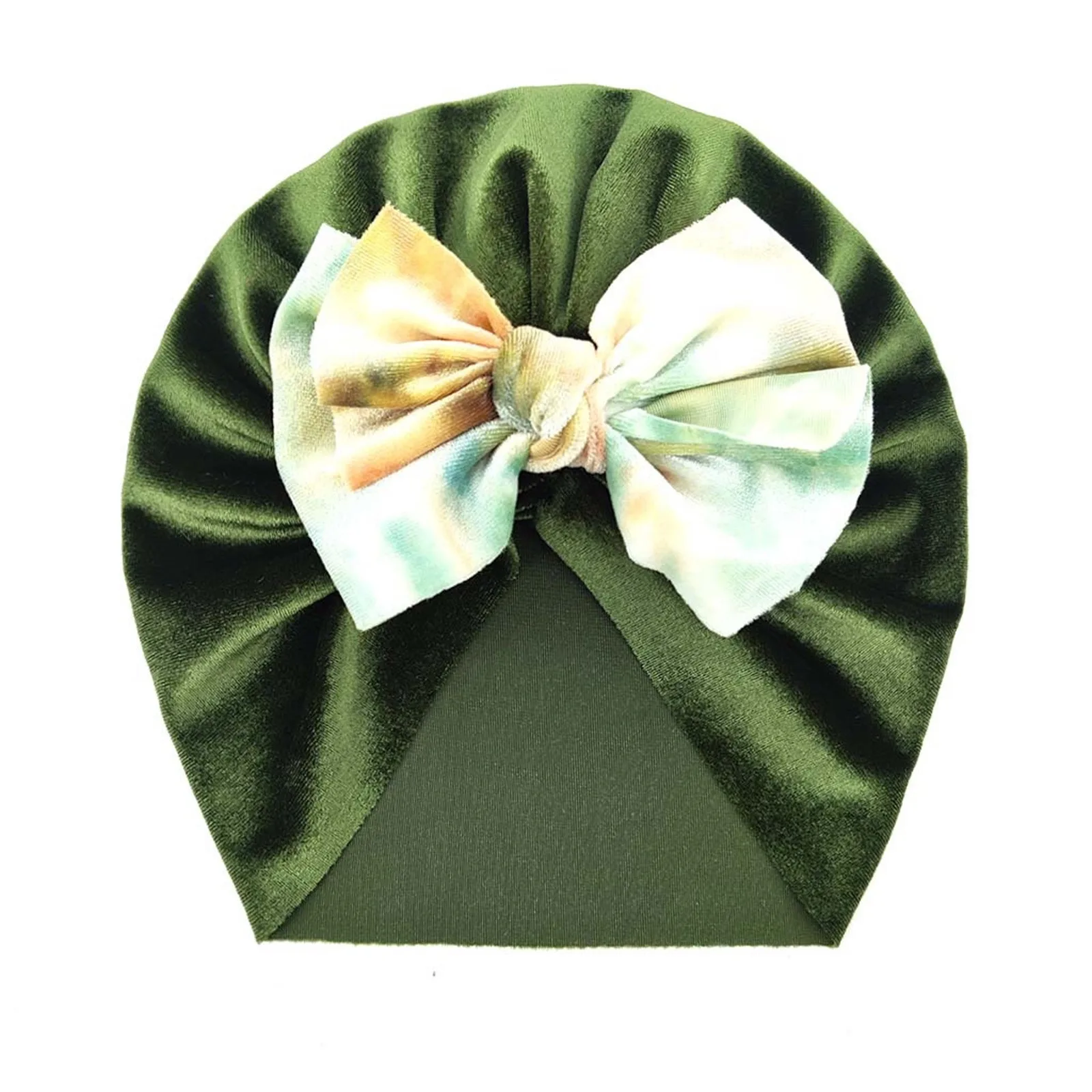 

Tie Cap Girls Fleece Hat Toddler Bowknot Dyed Baby Stretch Beanie Elastics Boys Infant Turban Baby Hats & Caps
