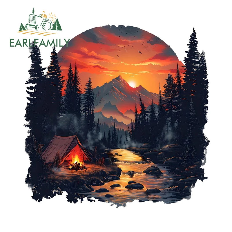 

EARLFAMILY 13 см х 10,7 см для горов и рек, вид на природу, автомобильные наклейки, модные индивидуальные наклейки, Стайлинг автомобиля, багажник