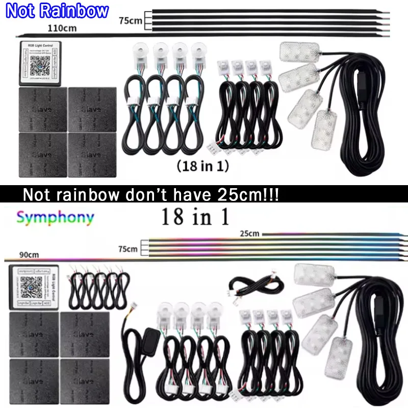 

Светодиодная Лента RGB 213 На 64 Цвета Для Автомобиля, 6/10/14/18 В 1, Акриловые Светильники-шайбы