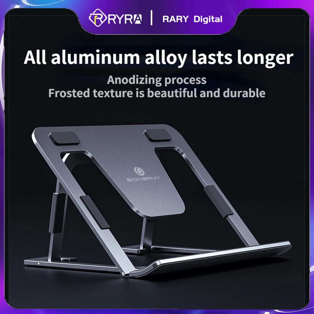 

RYRA 8-level Adjustable Laptop Stand Portable Aluminum Alloy Non-slip Base Riser Laptops Bracket Notebook Holder For 4-12.9 Inch