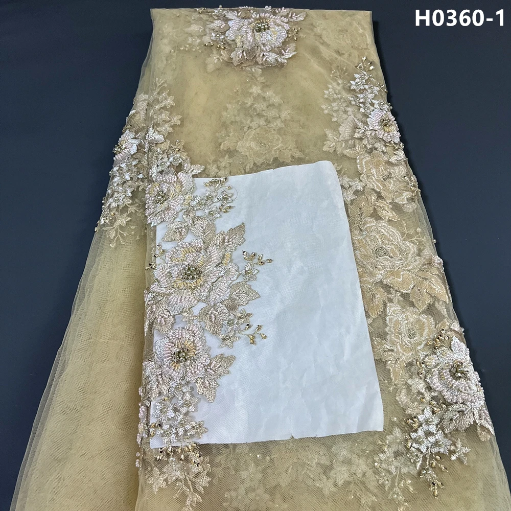 

2023 Высококачественная африканская нигерийская кружевная ткань, вышивка, тюль, чистый свадебное платье, гипюр, блестки для шитья бусин, 5 ярдов