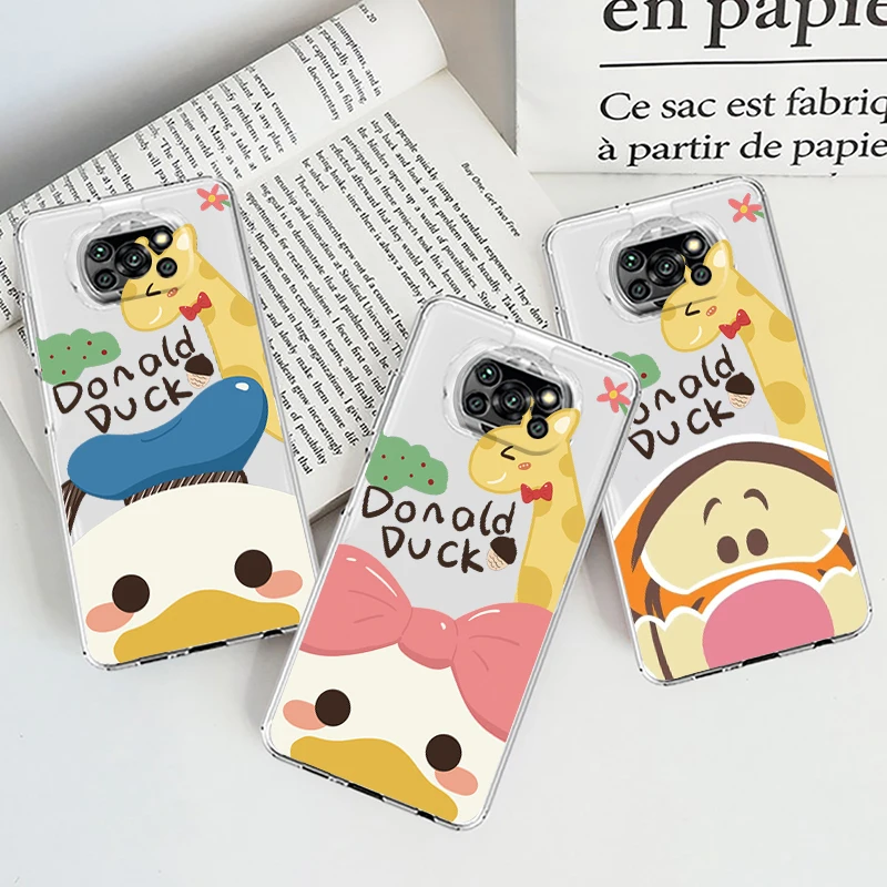 

Donald Duck and Winnie the Pooh For Xiaomi Mi Poco X4 X3 NFC F4 F3 GT M4 M3 M2 X2 F2 F1 Pro C3 5G Civi Transparent Phone Case