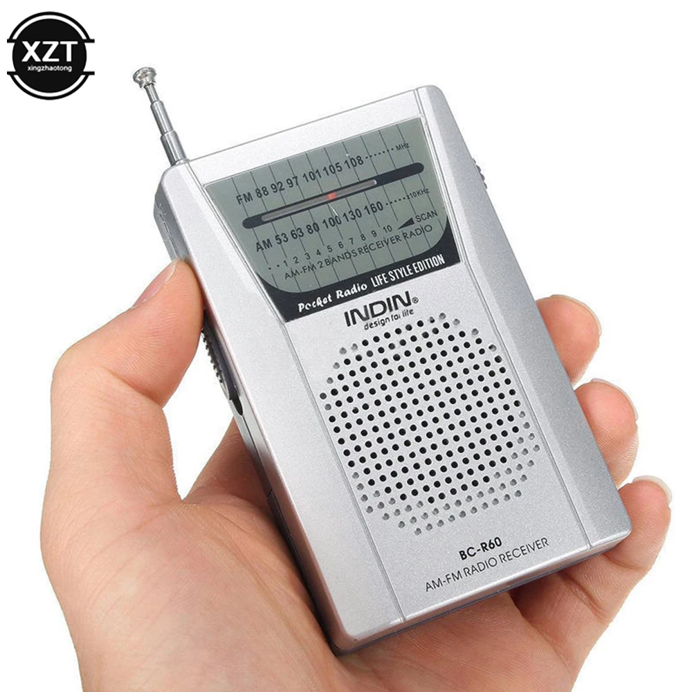 BC-R60 Pocket Radio Telescopic Antenna Outdoor Mini AM/FM Dual Band World Receiver with Speaker 3.5mm Earphone Jack |