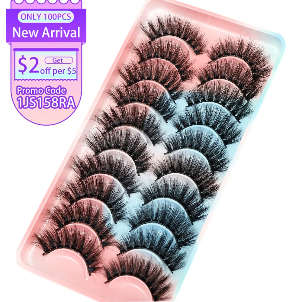 

New Lashes 5/10 Pairs 3D Faux Mink Lashes Natural Long False Eyelashes Fluffy Soft Wispy Volume Reusable Eyelashs Female Makeup