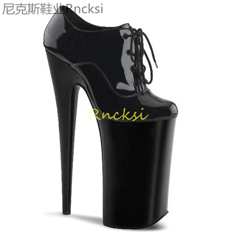 Женские туфли на высоком каблуке 23 см, туфли на шпильке и высоком каблуке-шпильке, с круглым носком, водонепроницаемые, на платформе, одна обувь