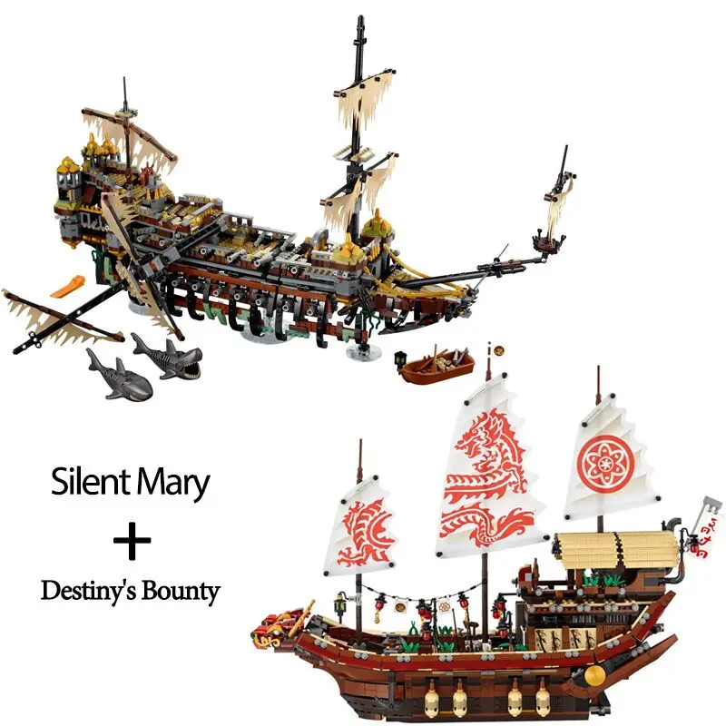 

Модель корабля Silent Mary, строительные блоки, кирпич Destiny's Bounty, образование, день рождения, рождественские подарки, игрушки, совместимы с 71042 70618
