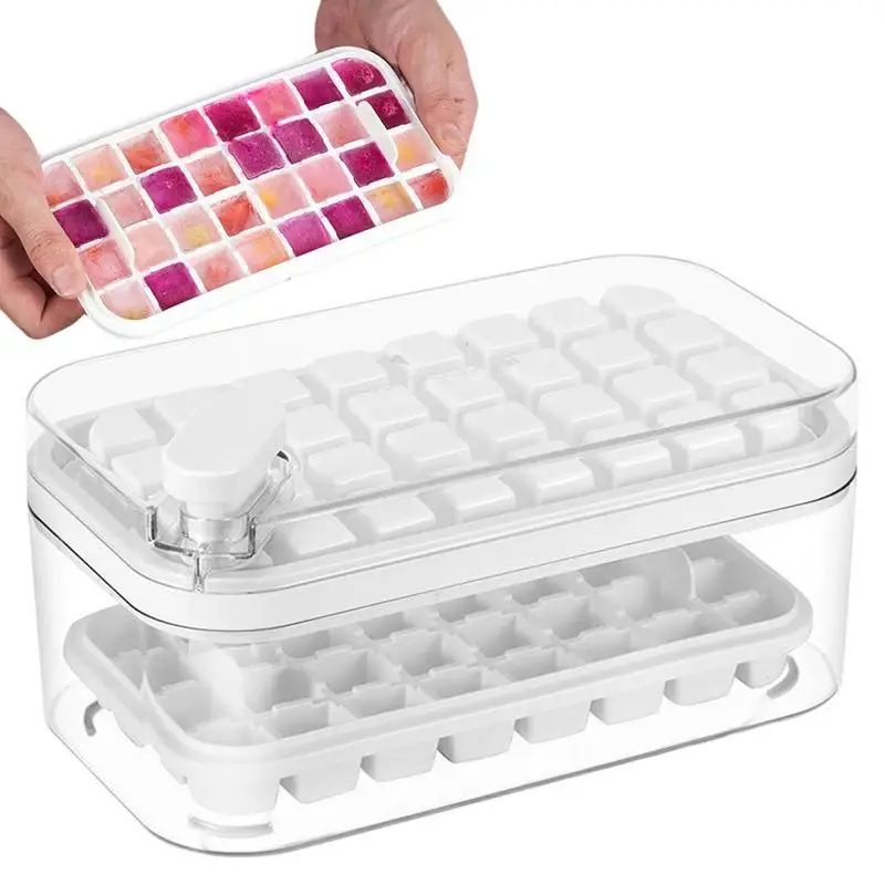 

Square Ice Mold Ice Trays For Freezer With Lid And Bin Circle Ice Mold Making Small Ice Cubes Ice Makers Ice Cube Storage