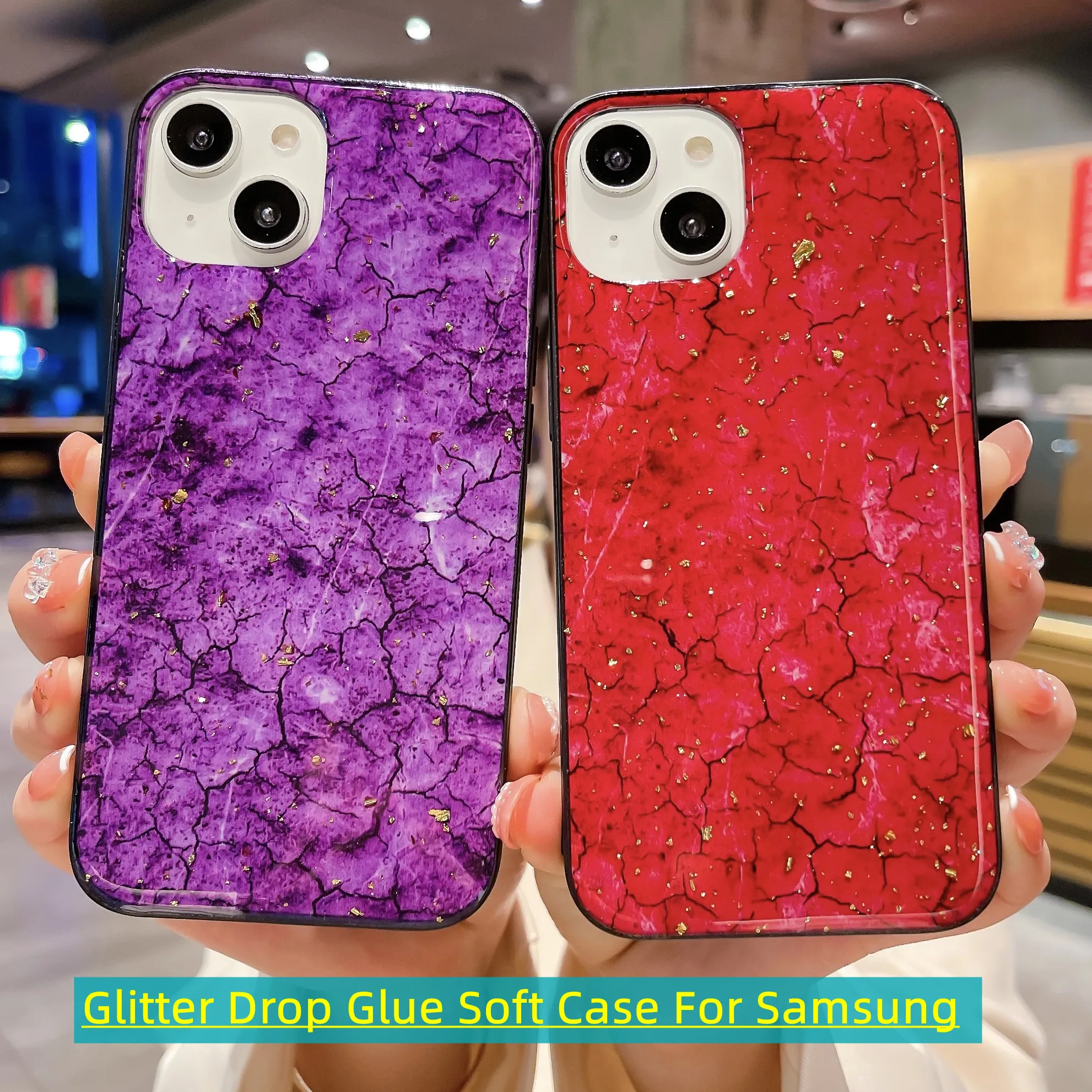 Epoxy Gold Foil Marble Case For Samsung A73 A53 A33 A23 A13 Glitter Drop Glue Soft Shell For A71 A51 A21 A12 A22 A32 A52 A70 A10