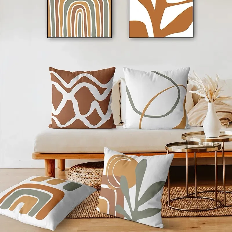 

Nordic Abstract Morandi Color Pillow Cover Home Sofa Car Office Waist Back Cushion Cover
