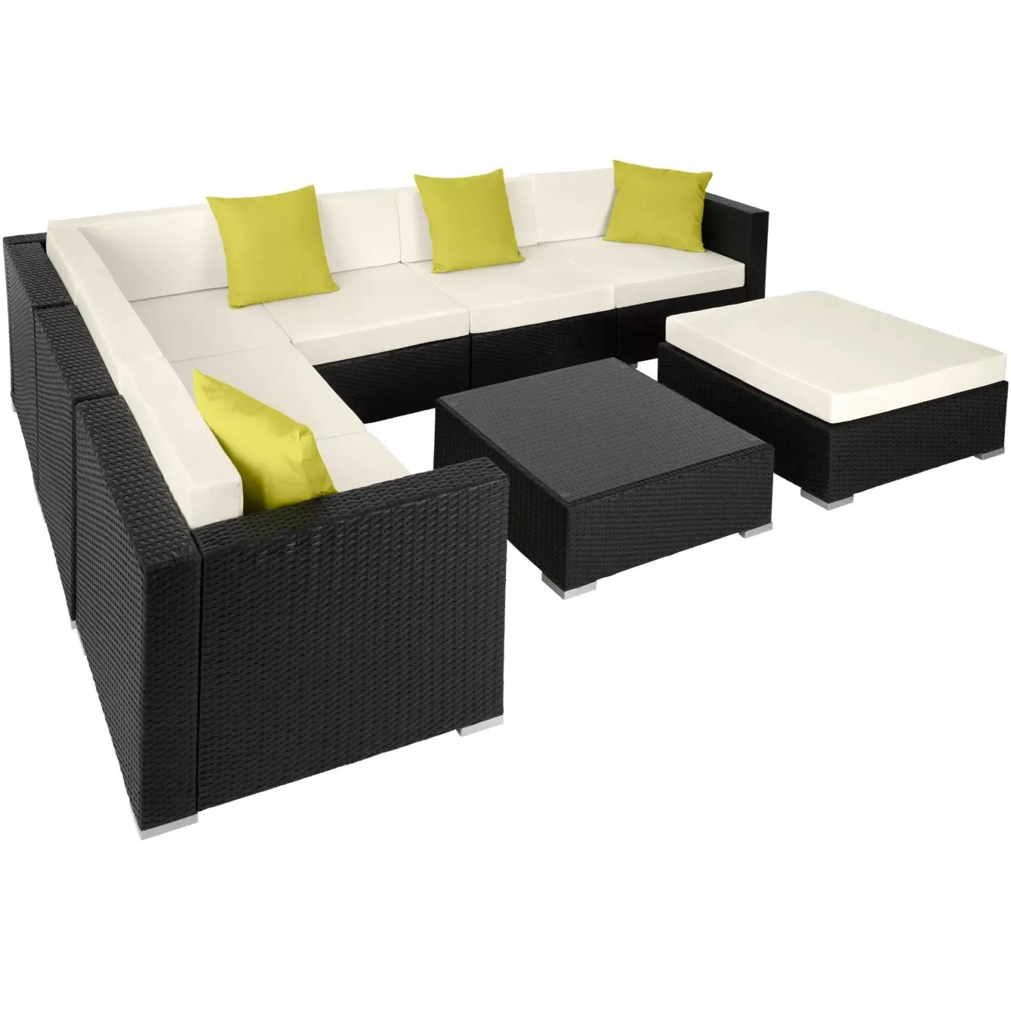 

Garden Outdoor Furniture 8 Set poly rattan seating set with glass Table top modern patio furniture