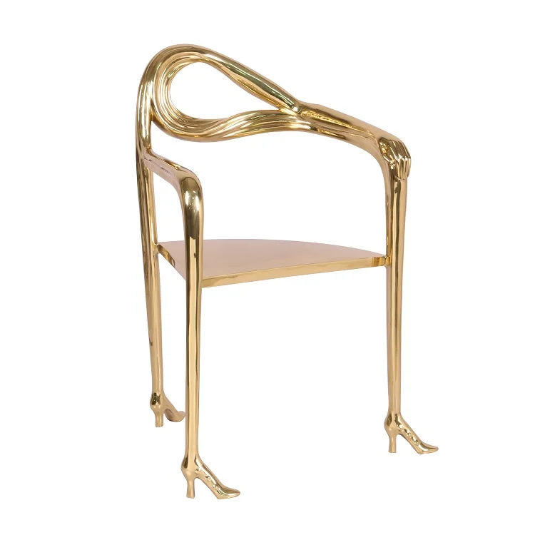 

Современная роскошная мебель для гостиной, одинарный стул из золотой литой меди