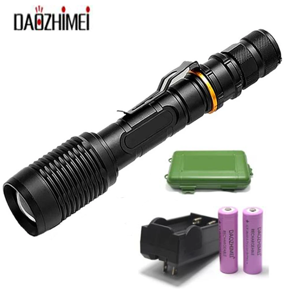 

Portable Rechargeable Zoom LED Flashlight XM-L T6 Tactical Flash Light Torch Lantern 5 Lighting Modes Camping hunting Light