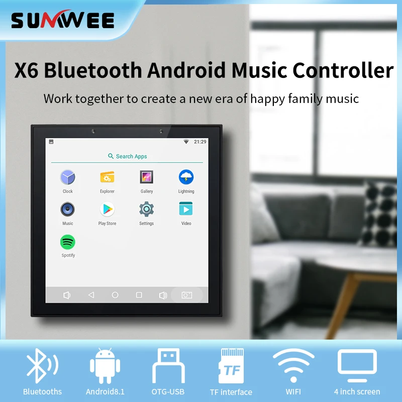 Настенный усилитель X6 Android беспроводной Wi-Fi Bluetooth сенсорный экран контроллер