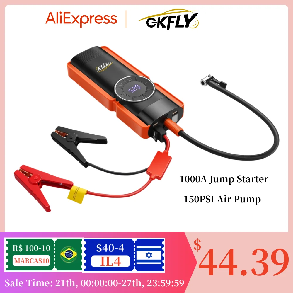 14000mah Power Bank Air Pump Tire Inflator Car Ignition Starter Booster