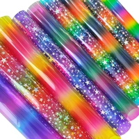 roll gradient rainbow tpu fabrictransparent iridescent plastic vinyl flim for making handbag bows notebook cover diy30135cm