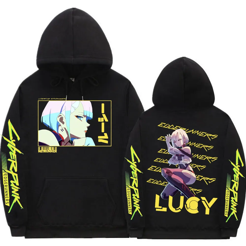 

Cyberpunk Edgerunners Lucy Print Hoodie Man Black Fleece Hoodies Male Hip Hop Streetwear Men Women Fashion Punk Rock Sweatshirt