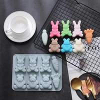 chocolate mold reusable anti deformed silicone 8 cavity cake decorating bunny candy mold for kitchen