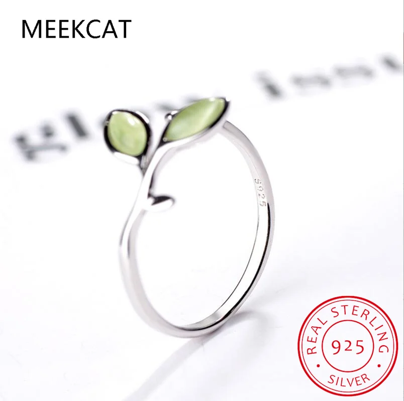 MEEKCAT стерлингового серебра 925 пробы надежда зеленое дерево листья бутоны дерева