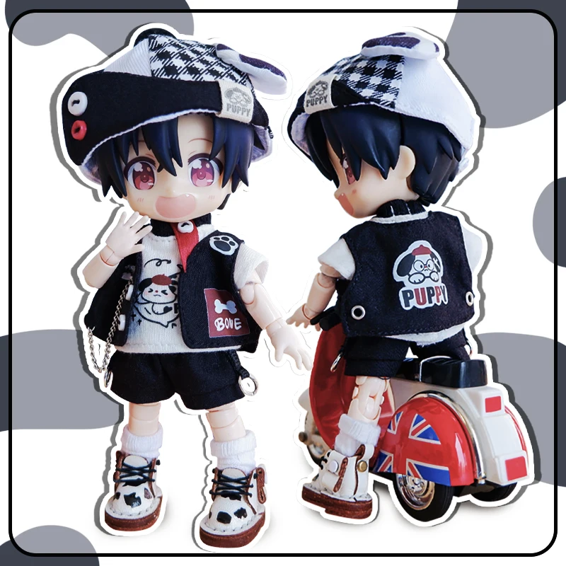 

New OB11 Clothes Hats+T-shirts+Shorts+Vests, Cute Dog Set Suits for Molly, YMY Body, GSC,P9, 1/12bjd Dolls Shoes Toy Accessories