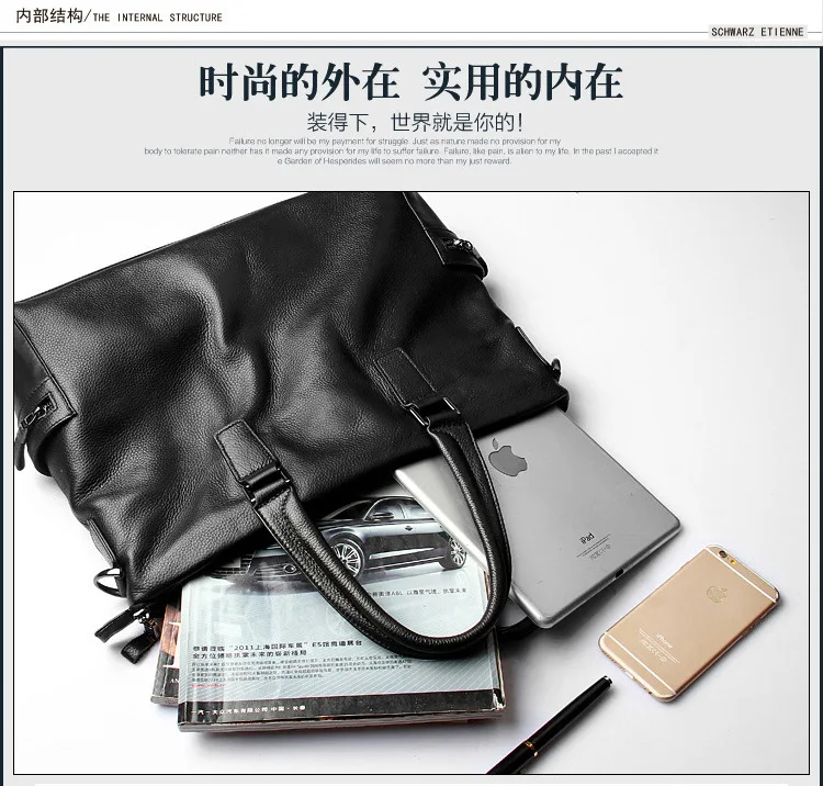 Men's Handbag 100% Genuine Leather Fashion Men's Bag First Layer Cowhide Soft Leather Messenger Bag Briefcase Business LaptopBag