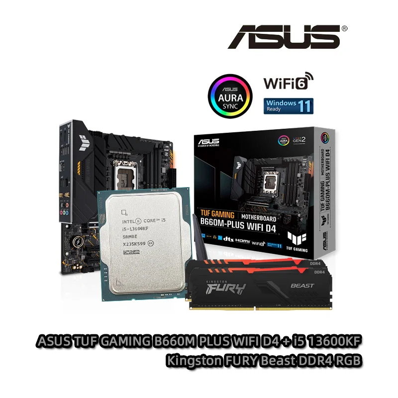 Intel Core i5 13600KF CPU + ASUS TUF GAMING B660M PLUS WIFI DDR4 