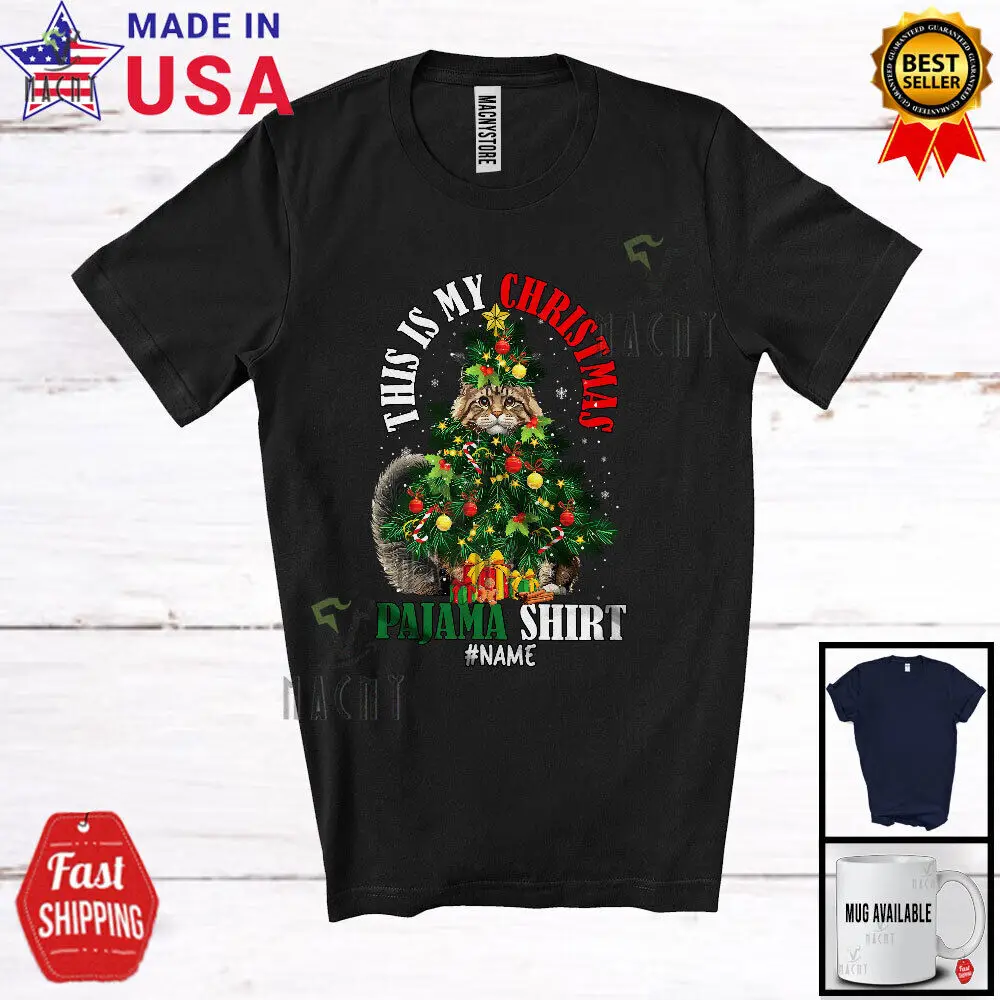 My Christmas Pajama Shirt Humorous Maine Coon Cat X-mas Cosplay Family T-Shirt