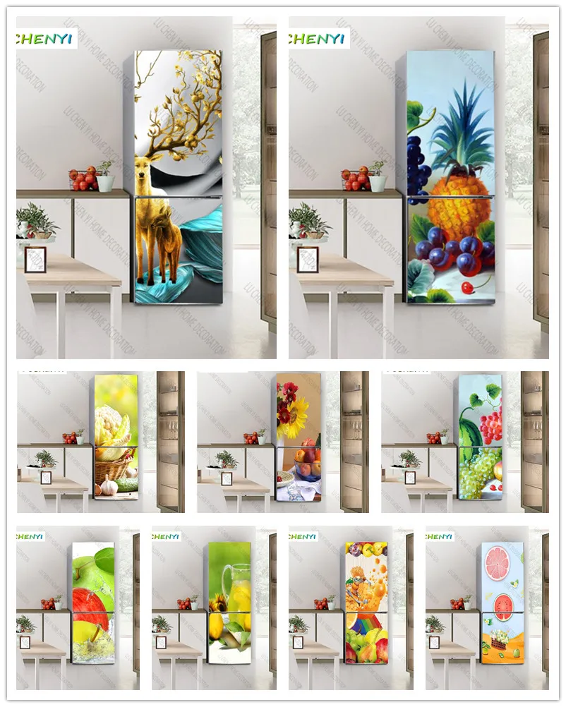 

Papel de parede custom fruit deer pineapple fridge sticker,refrigerator sticker living room wall bedroom home decor