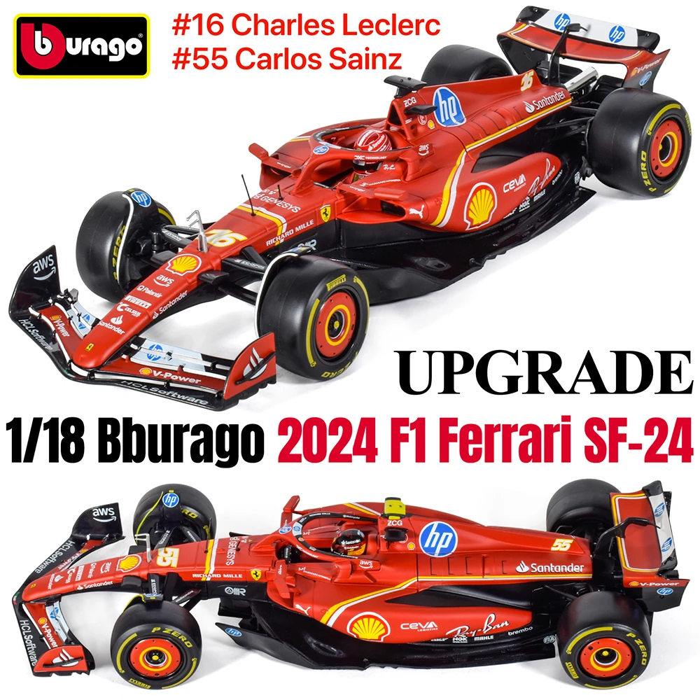НОВАЯ литая под давлением модель автомобиля Bburago 1/18 F1 Ferrari SF-24 # 16 Чарльз Леклерк 55
