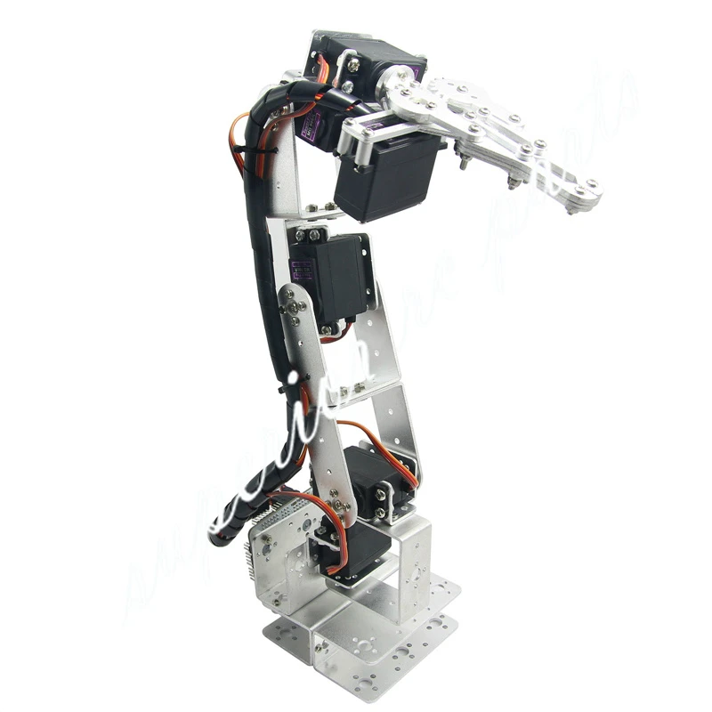  Arduino Robot 6 DOF Aluminium Clamp Claw Mount Kit Mechanical Robotic Arm  &  Servos  Metal Servo Horn-Silver 