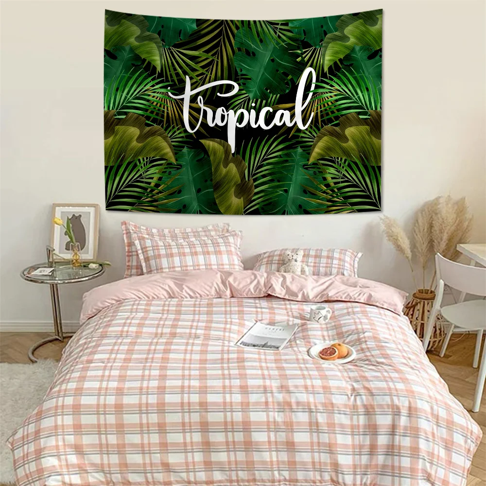 T-Tropical P-Plants Palm Leaf Chart Tapestry Home Decoration Hippie Bohemian Divination Wall Hanging Decor