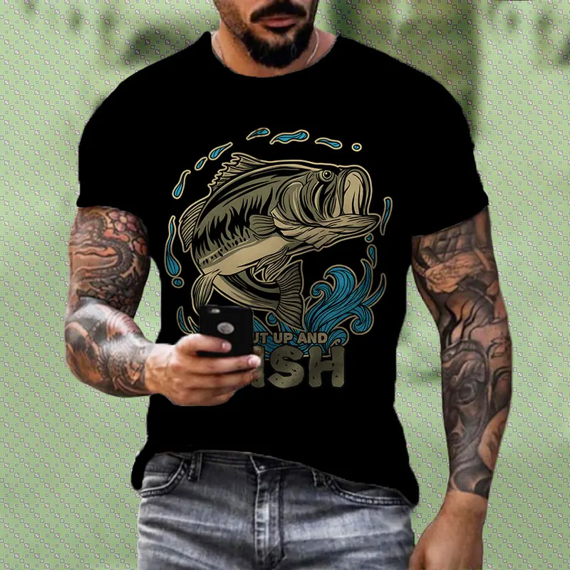 

New summer 3D printed fish pattern men and women casual T-shirt Fashion trend youth cool men's t-shirt Hip hop short sleeve