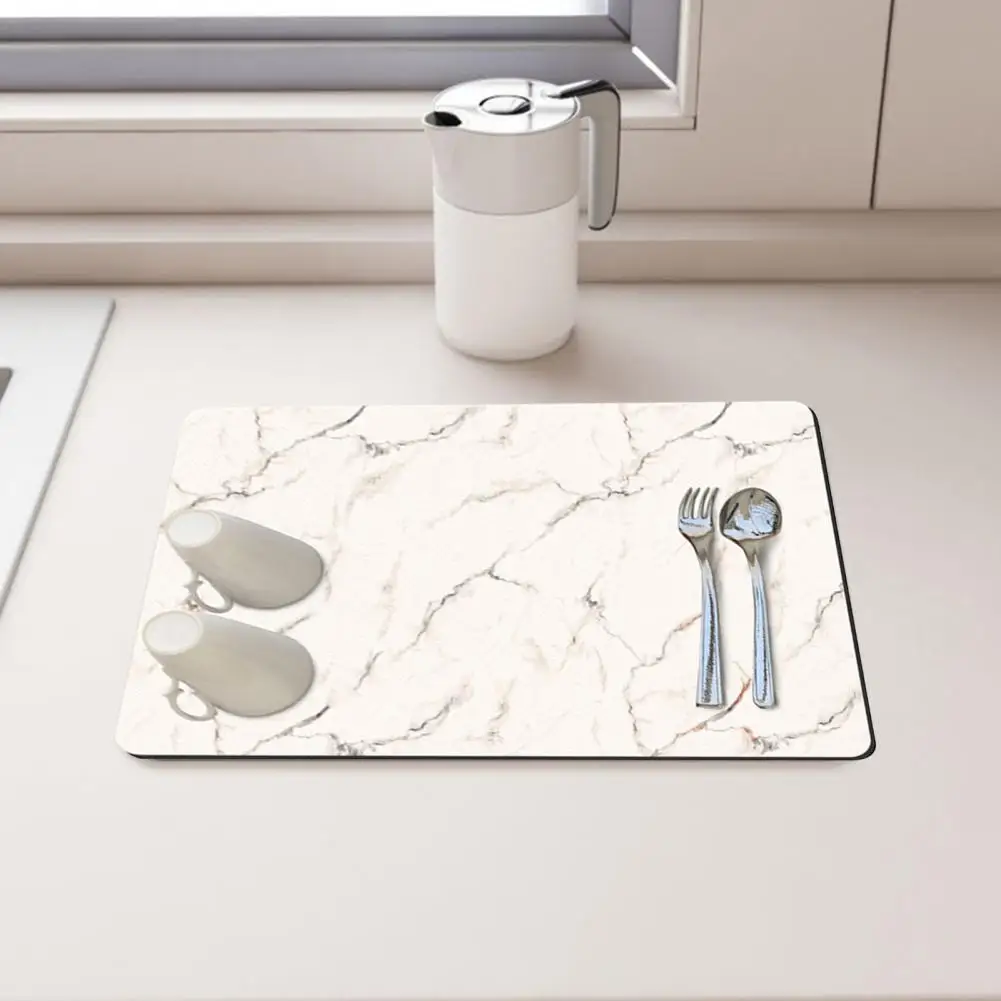 

Practical Draining Mat Heat Resistance PVC Dining Table Mat Coaster Pad Rectangular Absorbent Pad Dining Room Supply