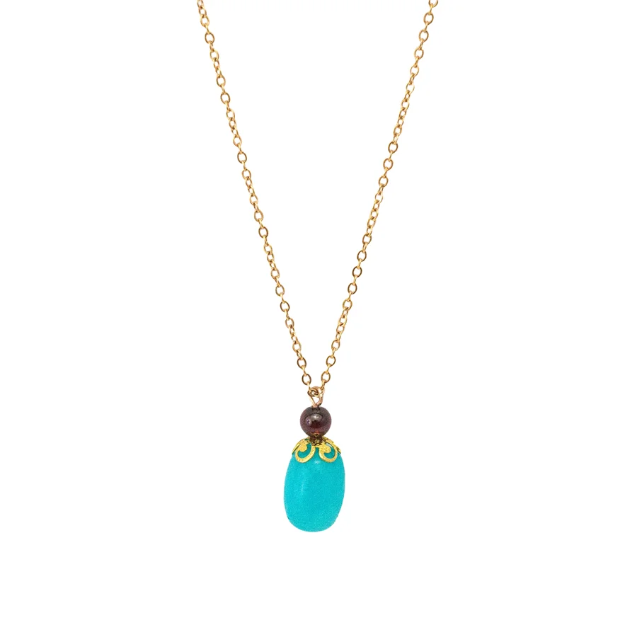 

Elegant Artificial Turquoise Waterdrop Pendant Necklace Charm Stainless Steel Jewelry For Women Nightmare Before Christmas