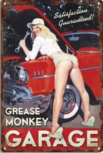 Металлический жестяной знак для гаража в виде обезьяны