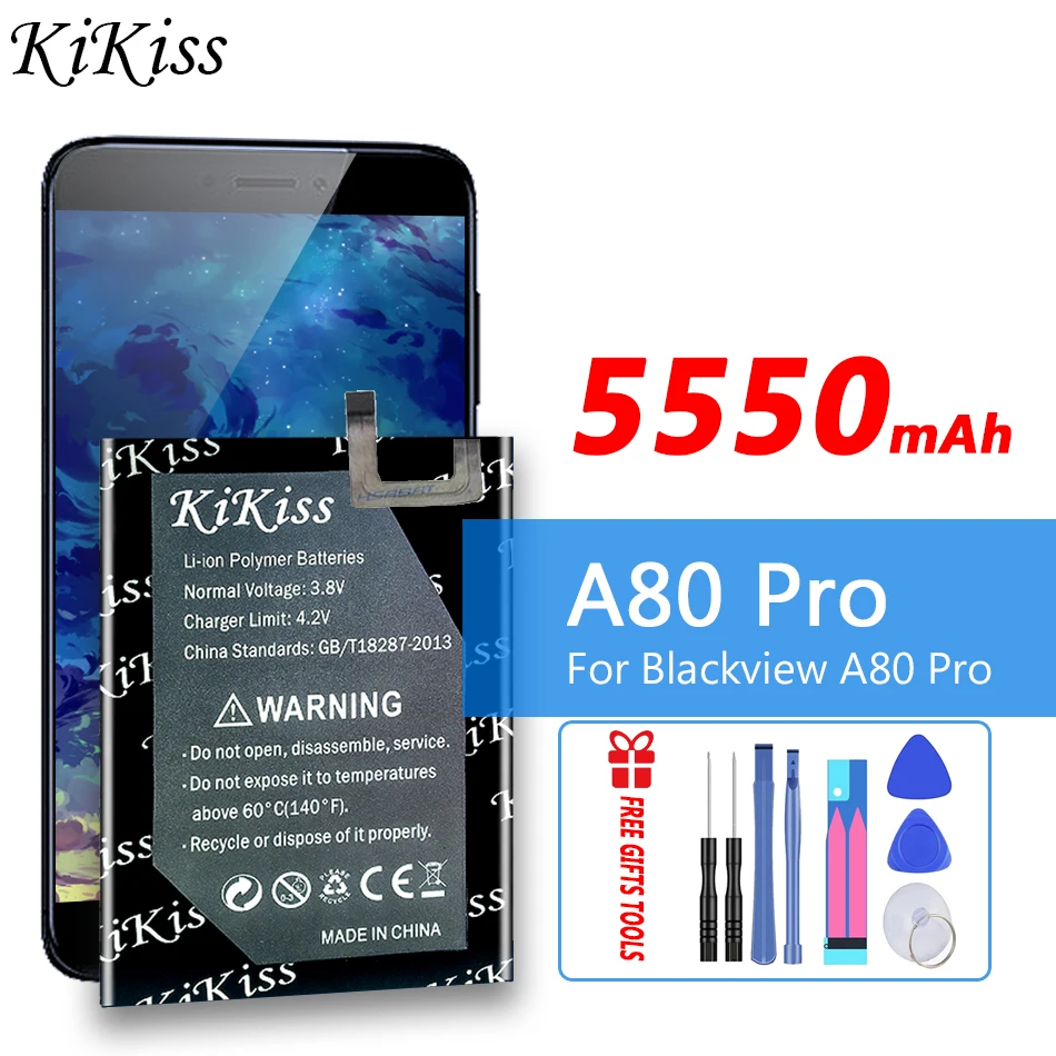 

KiKiss High Capacity 5550mAh Battery For Blackview A80 Pro/A80 Plus A80Pro Replacement Batteria Rechargeable Li-Ion Batteries