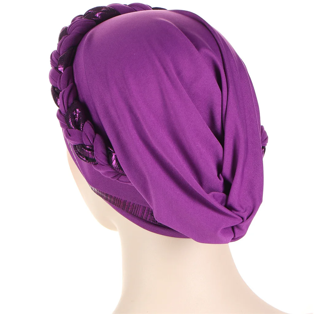 Women Ramadan Clothing Braid Hijabs for Women Elastic Muslim Turban Hijab Bonnets Elegant Arabic Headscarf for Female