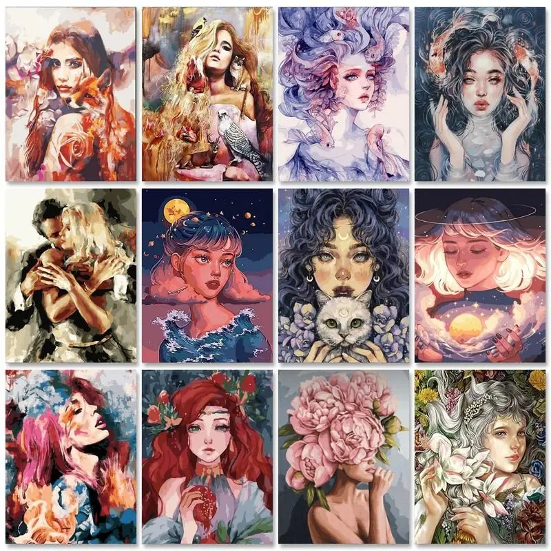 

RUOPOTY Frame Diy Painting By Numbers Anime Handicrafts Drawing Coloring By Numbers 40x50cm For Adults Home Art Crafts Diy Gift
