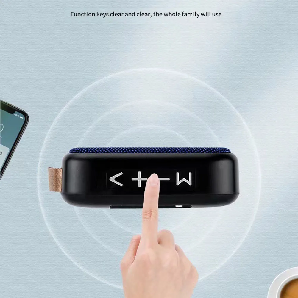 Фото Мини-тканевые беспроводные колонки Bluetoot H 5,0, портативные спортивные аудиостереофоны на открытом воздухе, поддержка TF-карты может поиска радиостанций №4