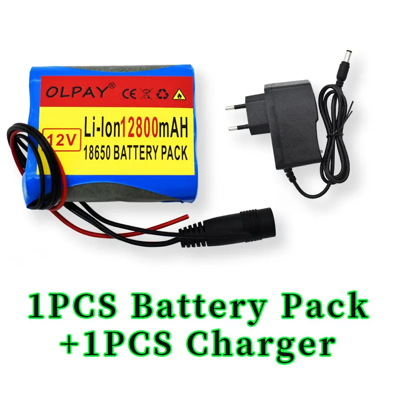 

highquality protection plate battery pack 12V 12800mAh 18650 lithium ion DC12.6V 4AH super rechargeable battery with BMS+charger