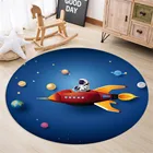 Круглый мультяшный коврик с космосом, астронавтом, Симпатичный мягкий коврик для игры в спальню, прикроватный коврик для мальчиков RC13