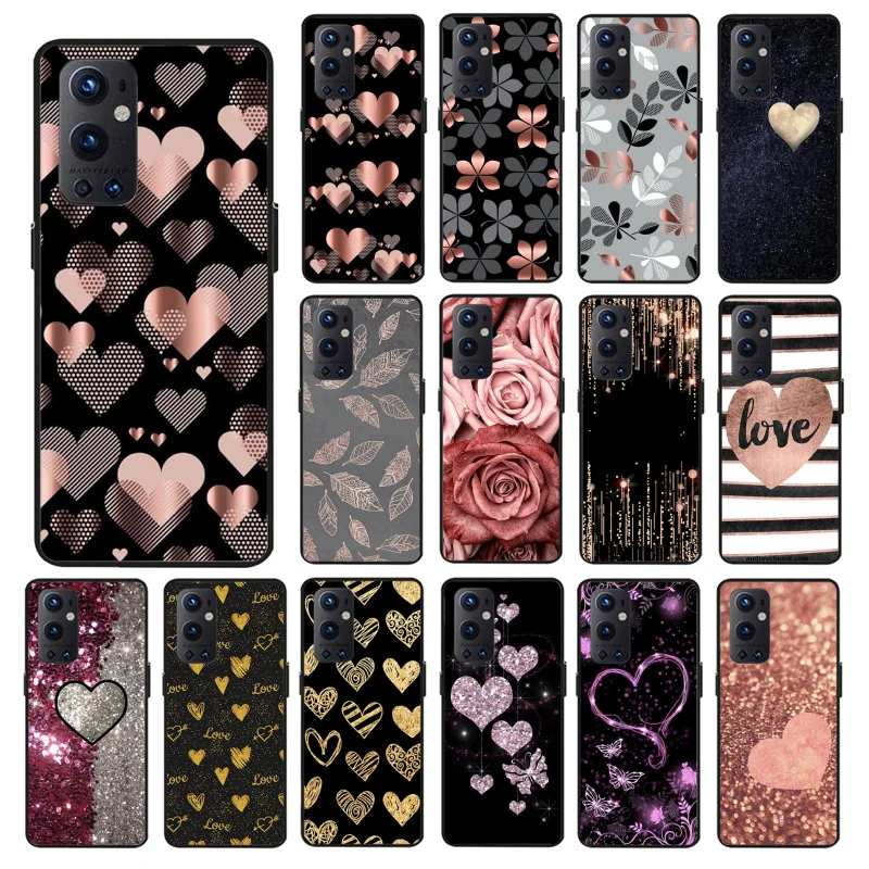 

Gold Rose Love Heart Phone Case for OnePlus 10 Pro 10T 7T Pro 8 8Pro 8T 9 Pro 9R 9RT Nord2 OnePlus N100 N10 N200 Nord CE