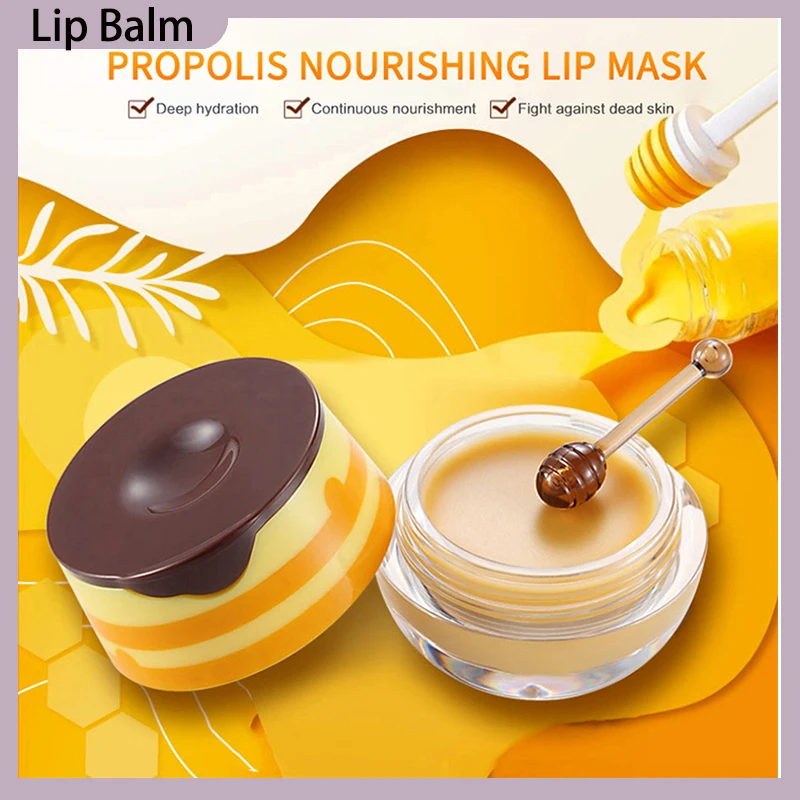 

Бальзам для губ с прополисом, увлажняющая маска для губ, питательная маска для сна, против морщин, против трещин, унисекс, медовый Уход за губ...