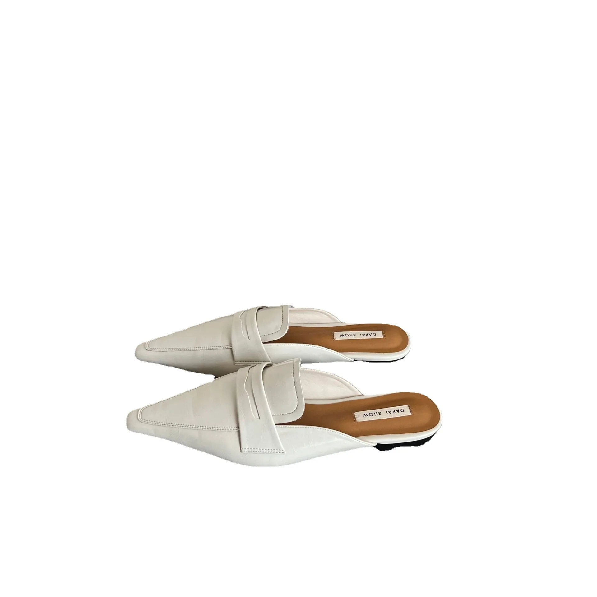 FAFA 2023 French Retro Pointed Toe Baotou Semi-slippers Women's Daily Commuting Temperament Flat Slip-on Muller Shoes