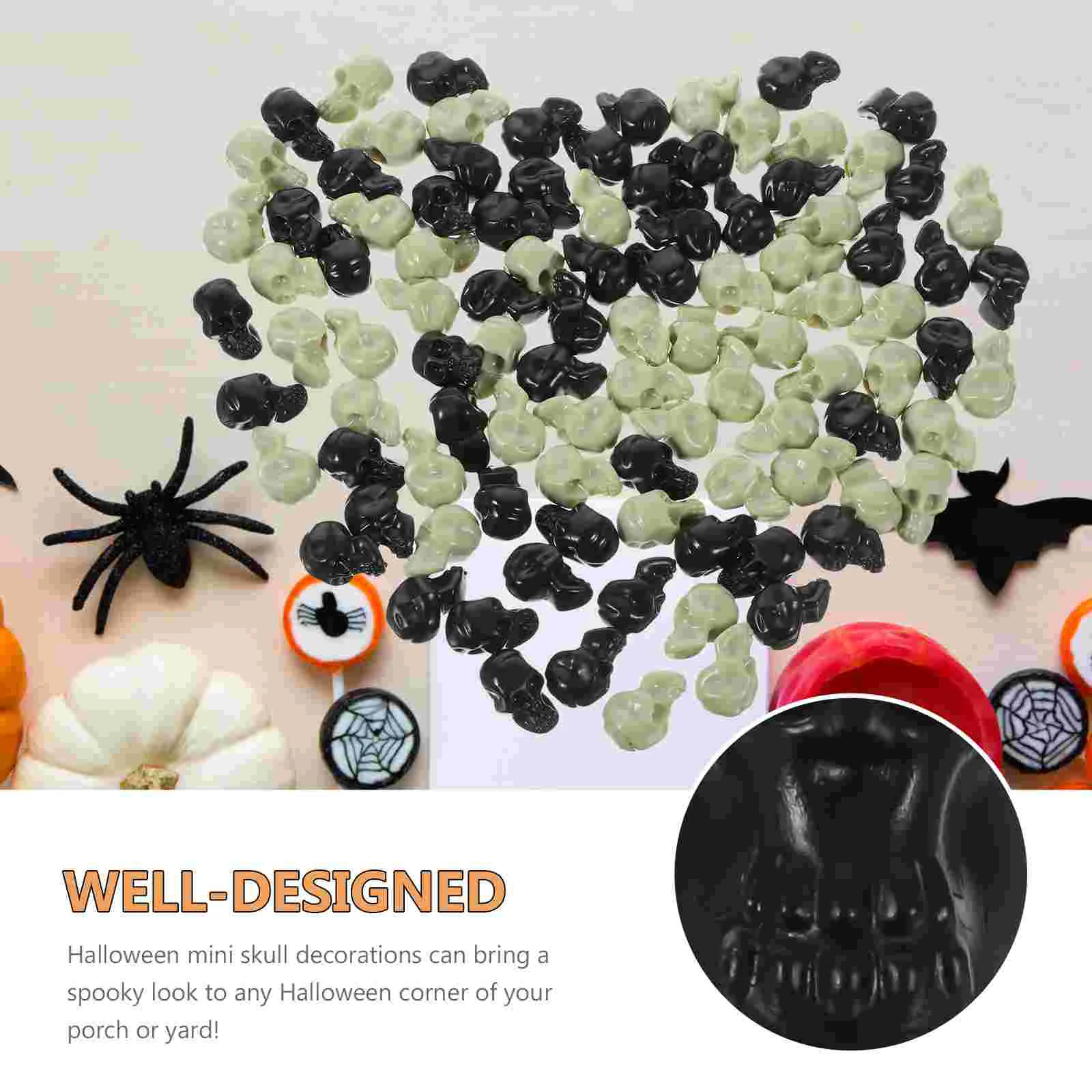 100 шт. игрушки объемные украшение в виде черепа на Хэллоуин маленькая голова