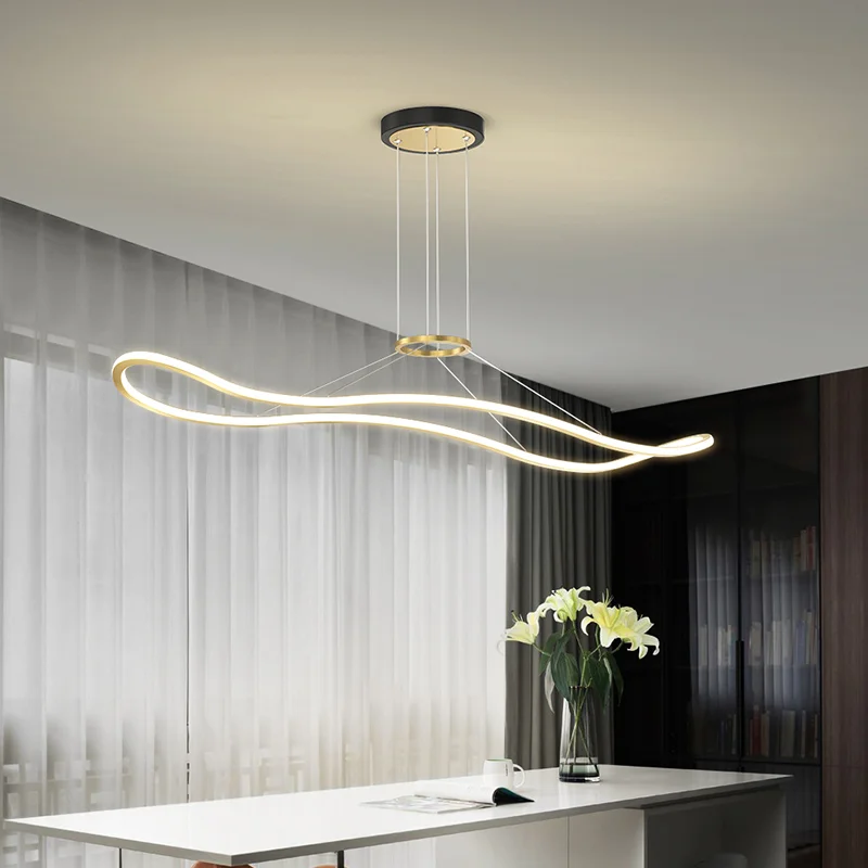 

Simple Dining Room Pendant Lights Modern Black Gold Nordic Minimalist Living Bedroom Chandelier Home Indoor Decor Lighting Lamp